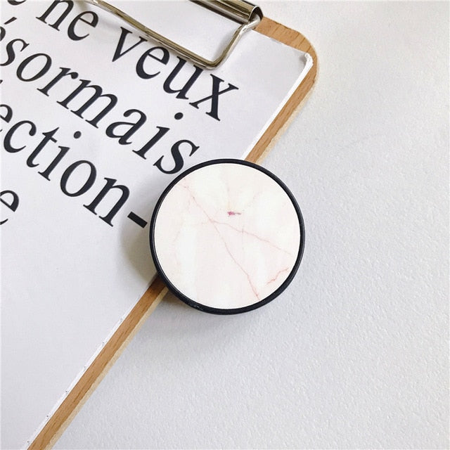 Glossy Popular Marble Expanding Phone Stand Grip Finger Rring Support Anti-Fall Round Foldable Mobile Phone Holder for iPhone 11