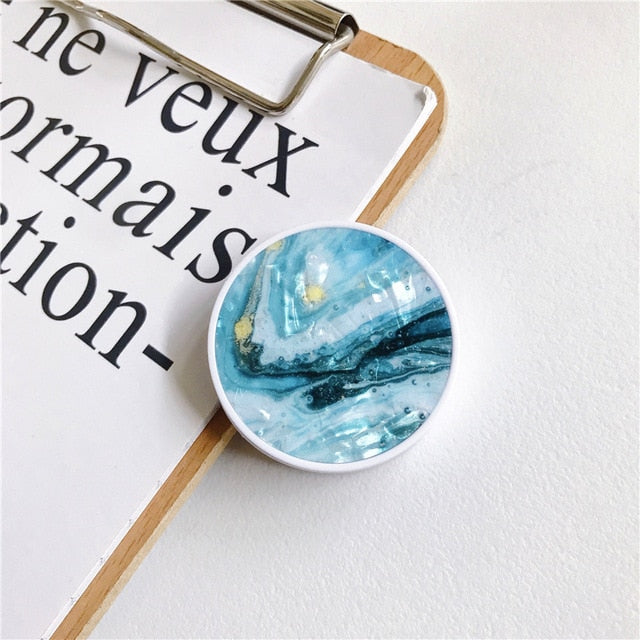 Glossy Popular Marble Expanding Phone Stand Grip Finger Rring Support Anti-Fall Round Foldable Mobile Phone Holder for iPhone 11