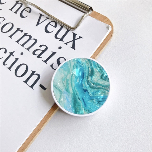 Glossy Popular Marble Expanding Phone Stand Grip Finger Rring Support Anti-Fall Round Foldable Mobile Phone Holder for iPhone 11