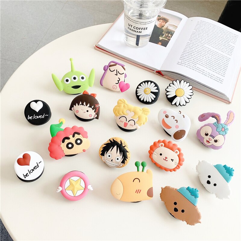 Hot Sell Universal Phone Stand Bracket Expanding Stand stretch grip phone Holder Finger Cute Cartoon Stand for iphone 11 xr