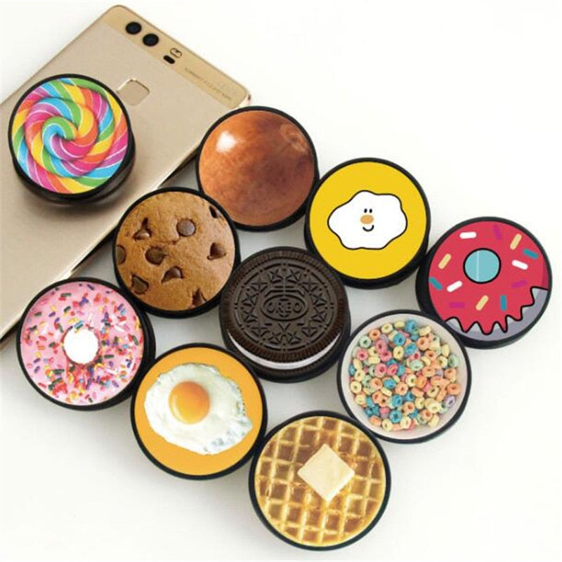 Foods Cookies Expanding Phone Mount Grip Pock Socket Fold Finger Grip Mobile Phone Holder for Iphone Smartphones Stand Bracket