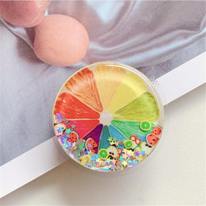 Quicksand Fruits Rainbow Expanding Stand Mount Phone Socket Fold Mobile Smartphones Pocket Desktop Bracket Phone Stand Holder