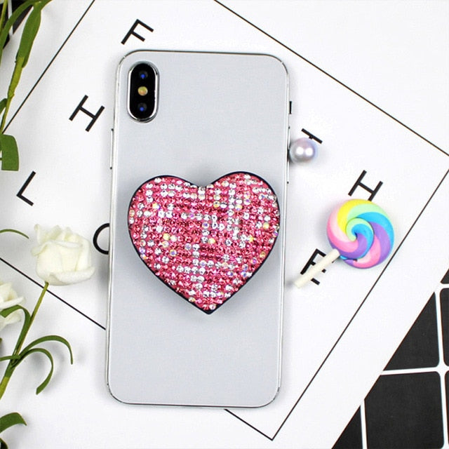 Heart Glitter Popular Socket Likee Foldable Finger Ring Grip Phone Holder Stand for Iphone Samsung Girls Uchwyt Na Palce Holders