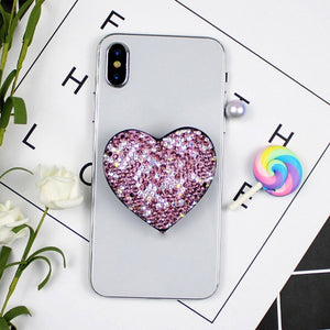 Heart Glitter Popular Socket Likee Foldable Finger Ring Grip Phone Holder Stand for Iphone Samsung Girls Uchwyt Na Palce Holders