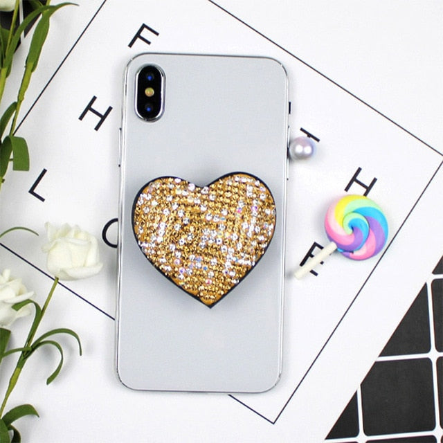 Heart Glitter Popular Socket Likee Foldable Finger Ring Grip Phone Holder Stand for Iphone Samsung Girls Uchwyt Na Palce Holders