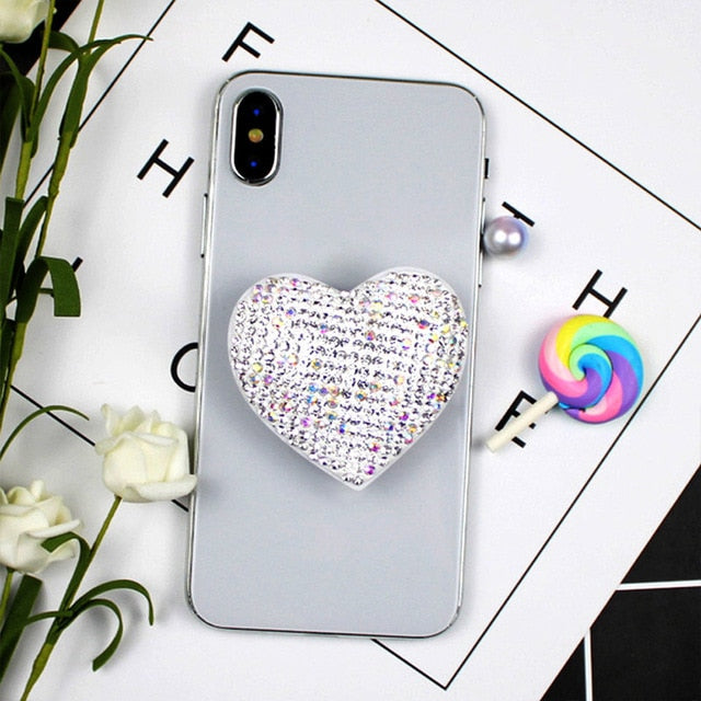 Heart Glitter Popular Socket Likee Foldable Finger Ring Grip Phone Holder Stand for Iphone Samsung Girls Uchwyt Na Palce Holders